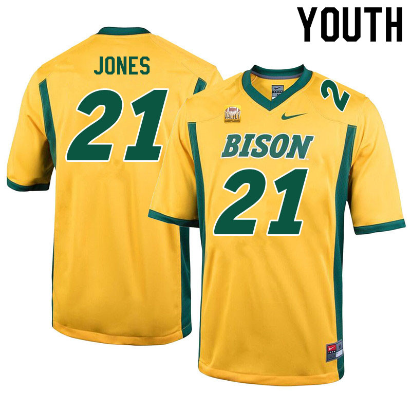 Youth #21 Ryan Jones North Dakota State Bison College Football Jerseys Sale-Yellow - Click Image to Close